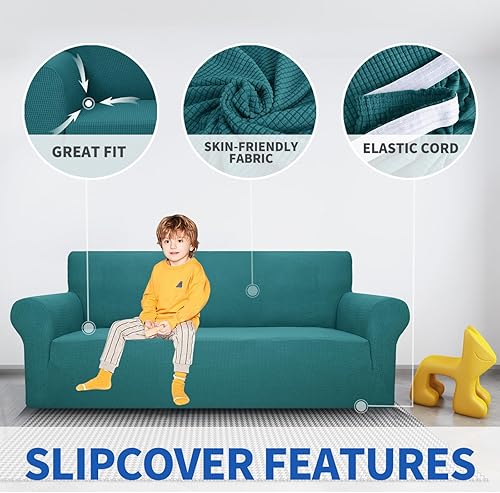 Miniatura 109 de MAXIJIN Funda súper elástica para sofá de 3 cojines, funda universal de 1 pieza para sofá de sala de estar, protector de muebles de elastano, apto