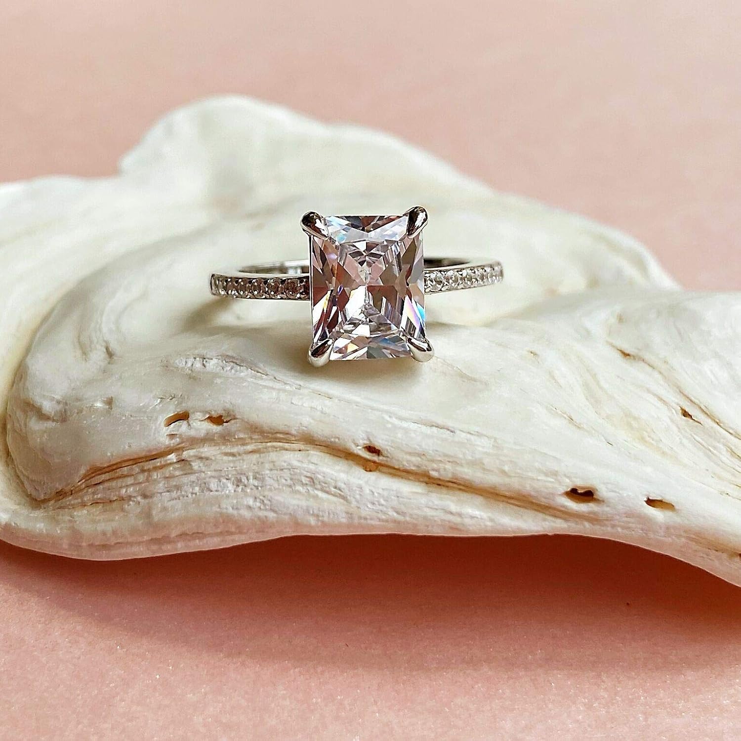 925 Sterling Silver 9x7mm 2.5 Ct Radiant-cut Bridal Ring Solitaire Engagement Anniversary Wedding Ring