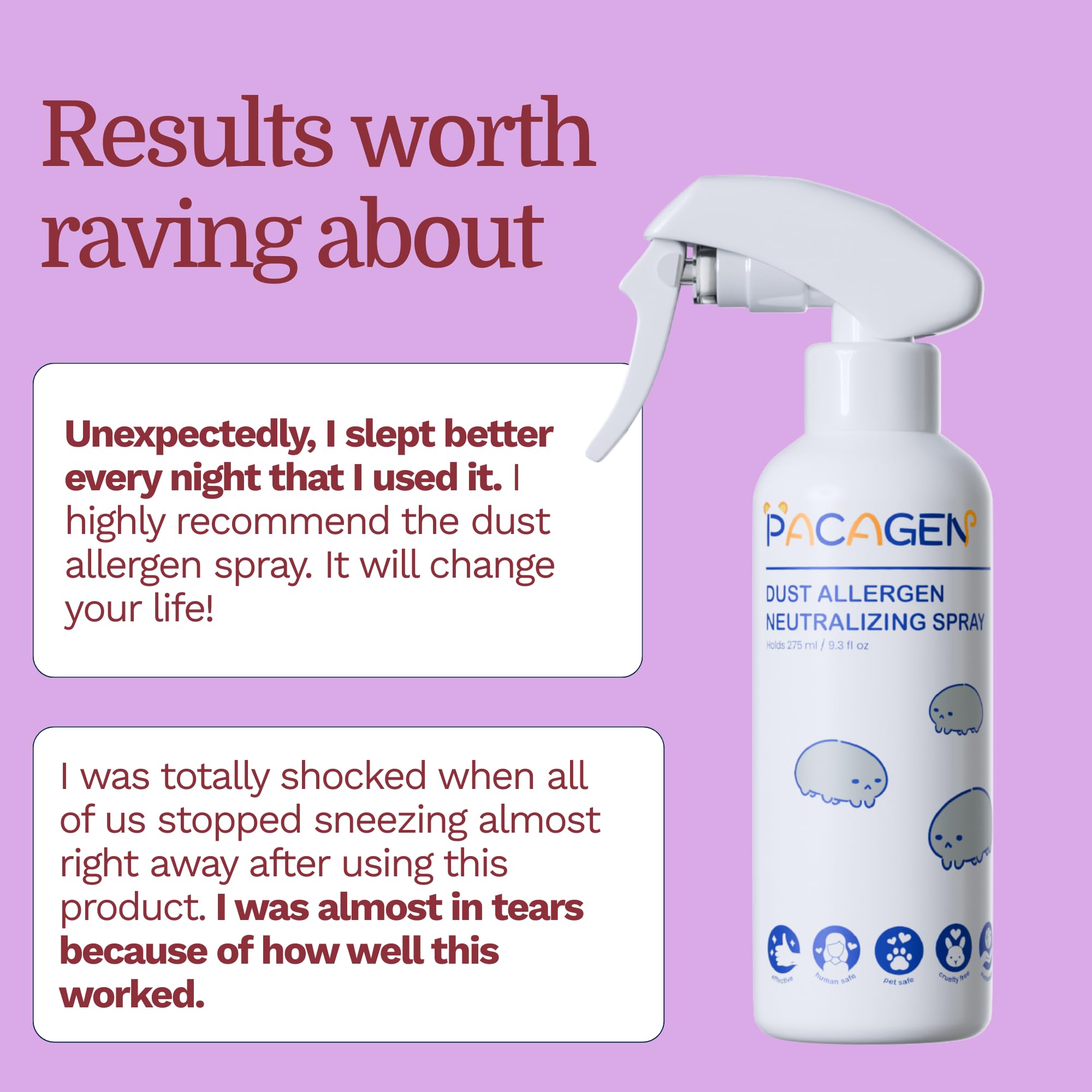 Pacagen Spray Neutralizzante Allergeni Polvere - Der P 1, Per Umani E Animali, 76% Efficacia