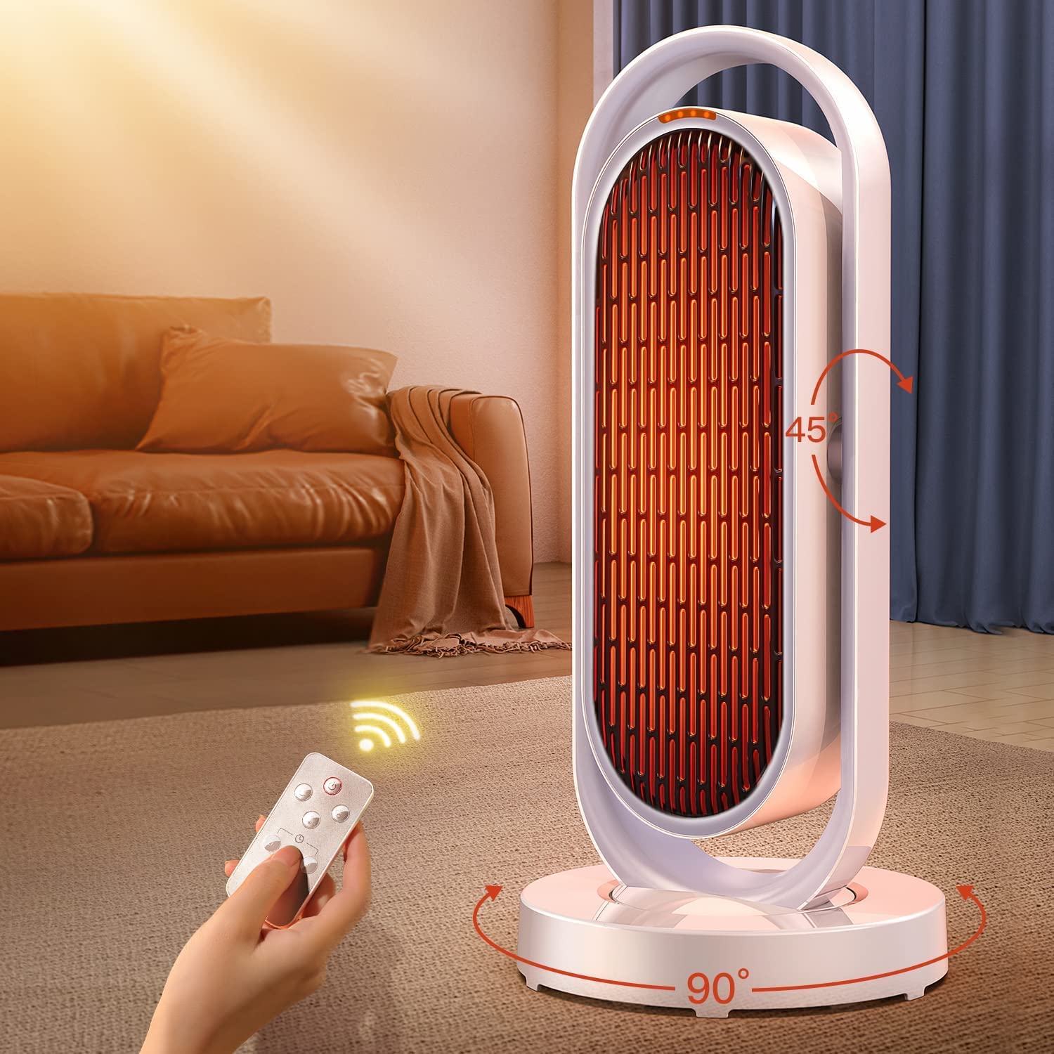 RANVOO [Limited Offer] Space Heater for Warmer Broader & Faster Heating, Multiple Angles Indoor Outdoor with Timer, Remote & Overheat Protective Electric Portable for Bedroom Garage Office