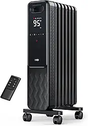 Dreo - Radiador com enchimento de óleo de 1500 W, aquecedores radiantes elétricos para uso interno, sala grande com controlo remoto, bloqueio para crianças, 4 modos, proteção contra