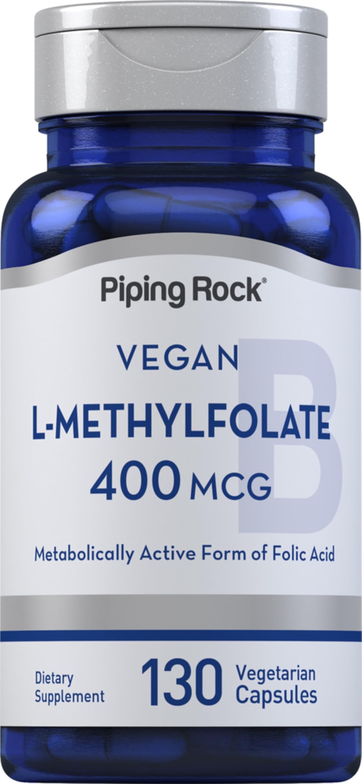 Piping Rock L MethylFolate Supplement | 400 mcg | 130 Capsules