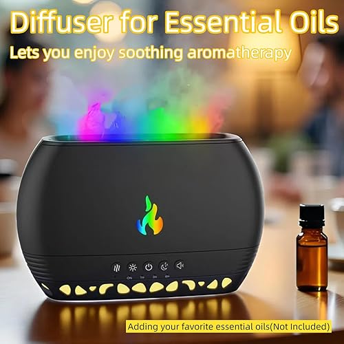 Miniatura 7 de Difusor de aceite esencial de llama colorida 4 en 1, humidificador de aire de 11.8 fl oz para habitación grande, altavoz Bluetooth, máquina de ruido