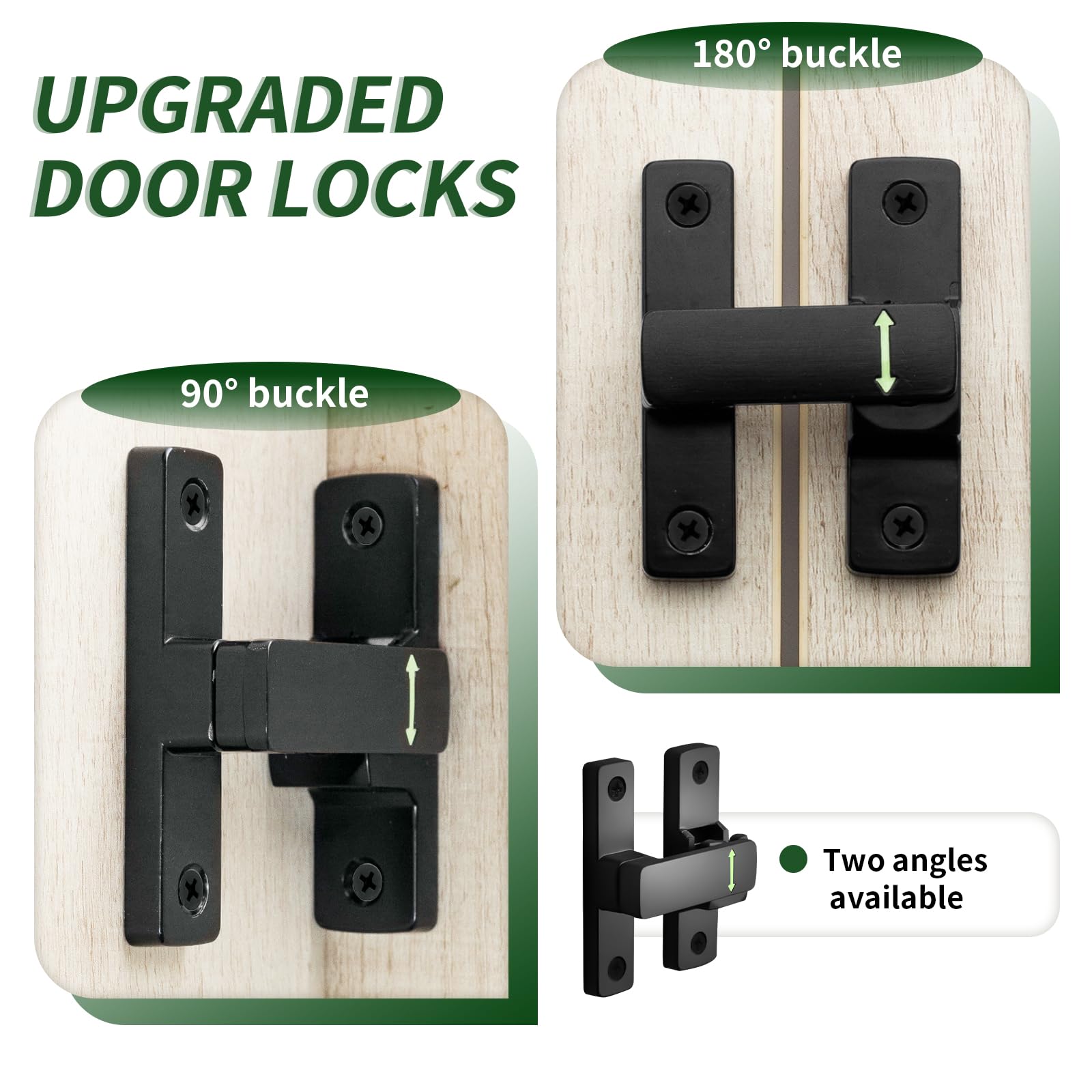 Sliding Door Lock, Door Latch, 90/180 Degree Stainless Steel Deadlock - Image 3