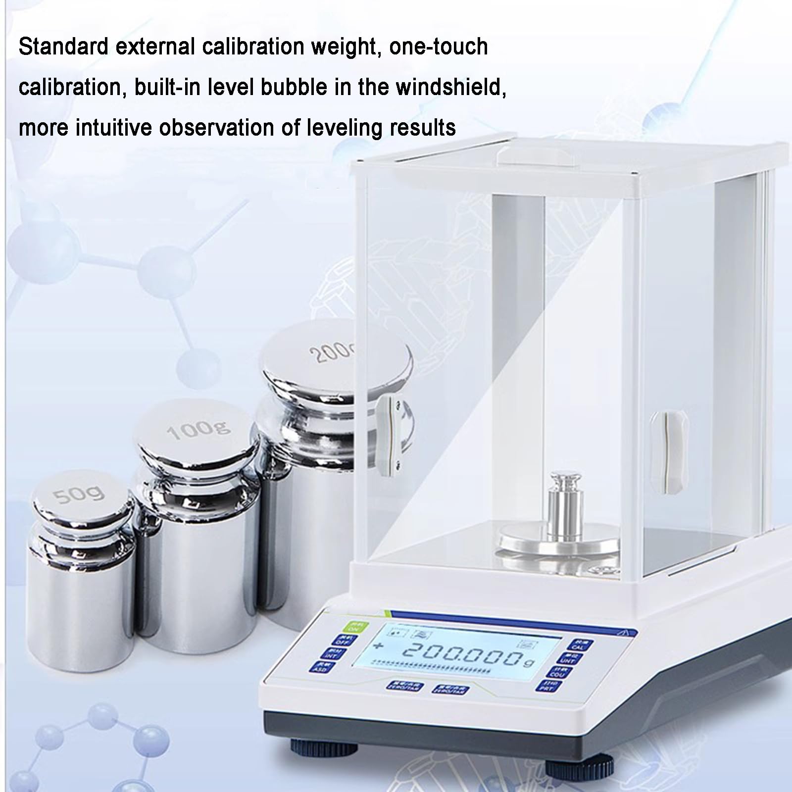 Balanza analítica de precisión de 0,1 mg, báscula digital de laboratorio de alta precisión, calibración externa, pantalla LCD, salida de datos, parabrisas, para joyería de laboratorio de farmacia