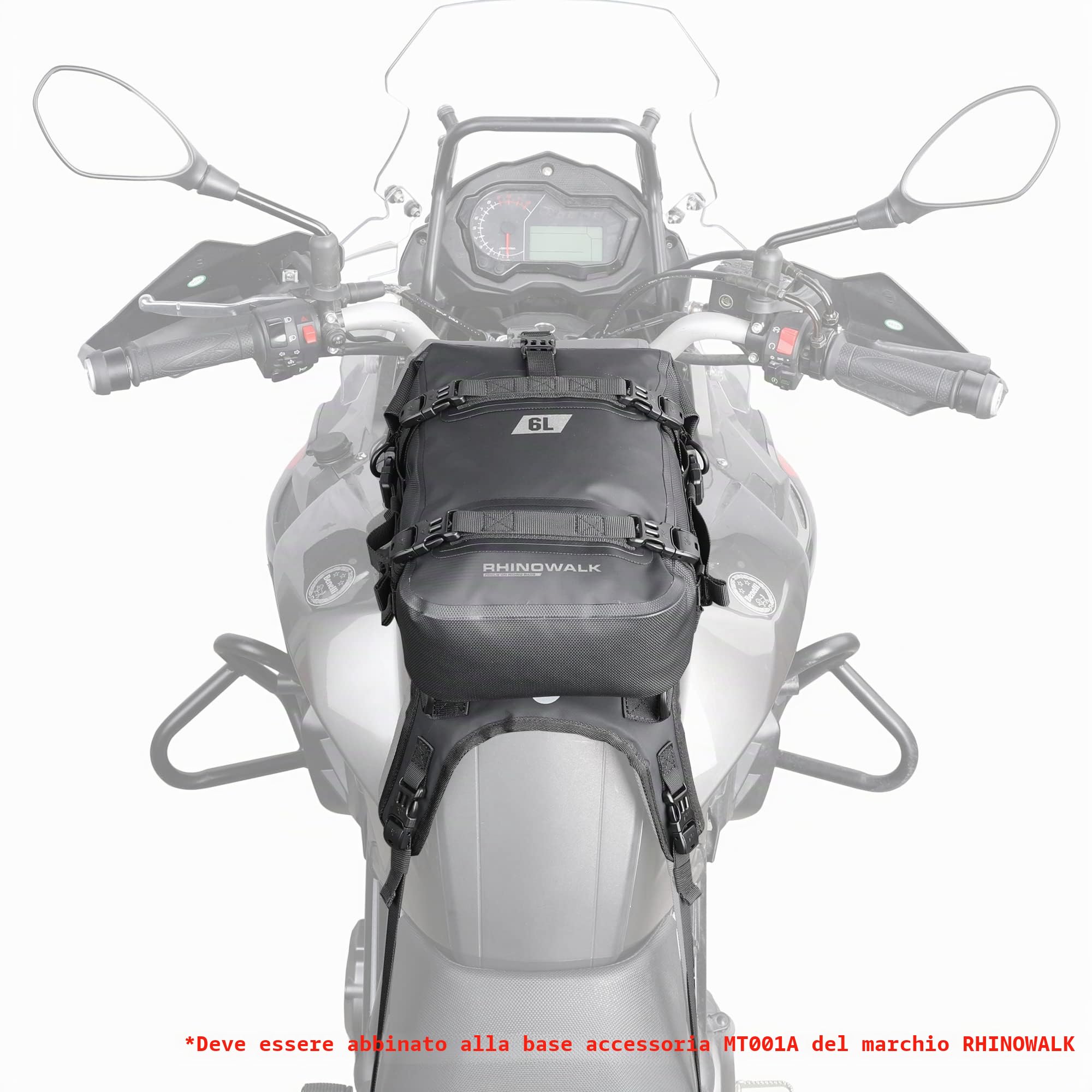 Rhinowalk Borsa da Moto Impermeabile da 6 Litri, da Sella e Laterale Con Tracolla