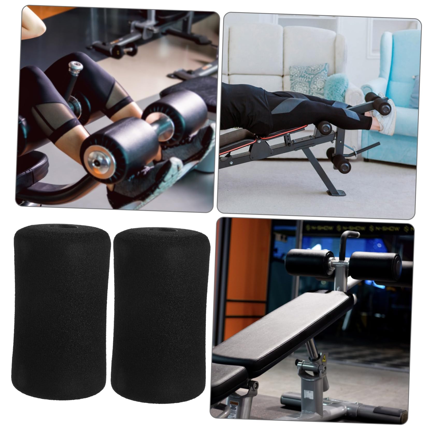 Lot De 4 Rouleaux De Coussin En Mousse Pour Banc De Musculation - Remplacement - Noir