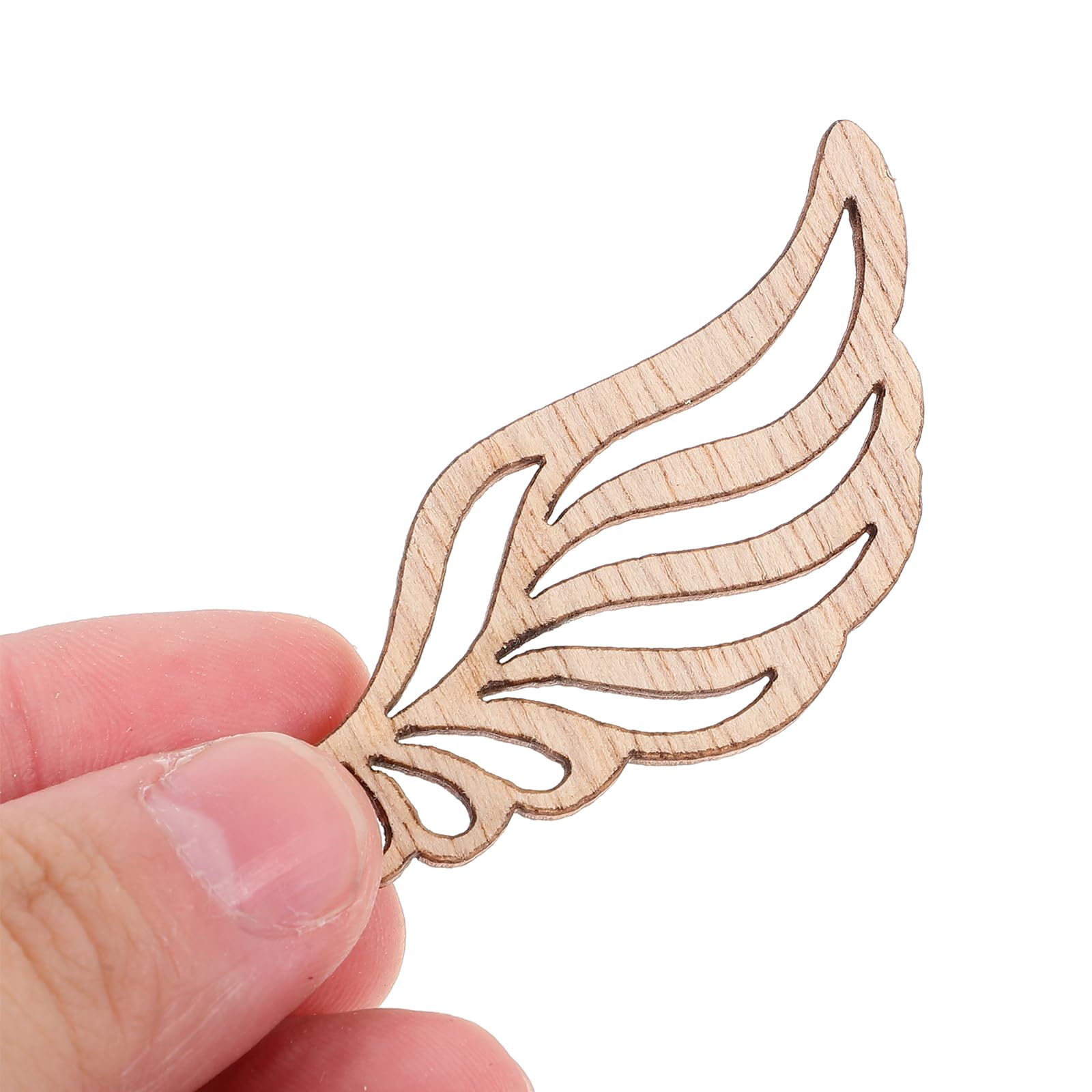Operitacx 80pcs Angel Wings Wood Slices, Blank Wood Slices Unfinished SlicesWood Ornaments for Crafts Christmas Wedding DIY - Image 3
