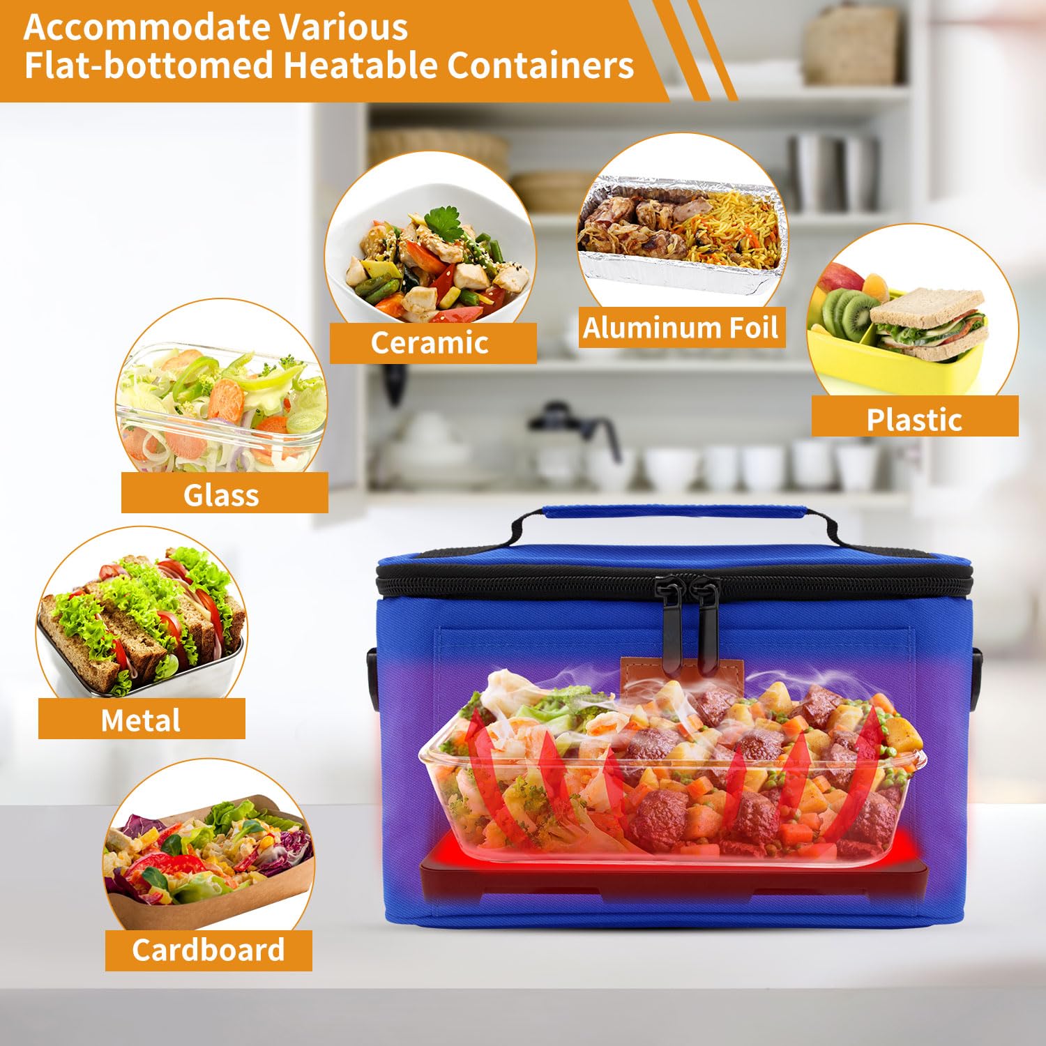 Fiambrera eléctrica portátil para horno, calentador de alimentos – 12 V/24 V 2 en 1 calentador de alimentos para coche, fiambrera térmica para adultos, cocinar, recalentar y mantener las comidas 4