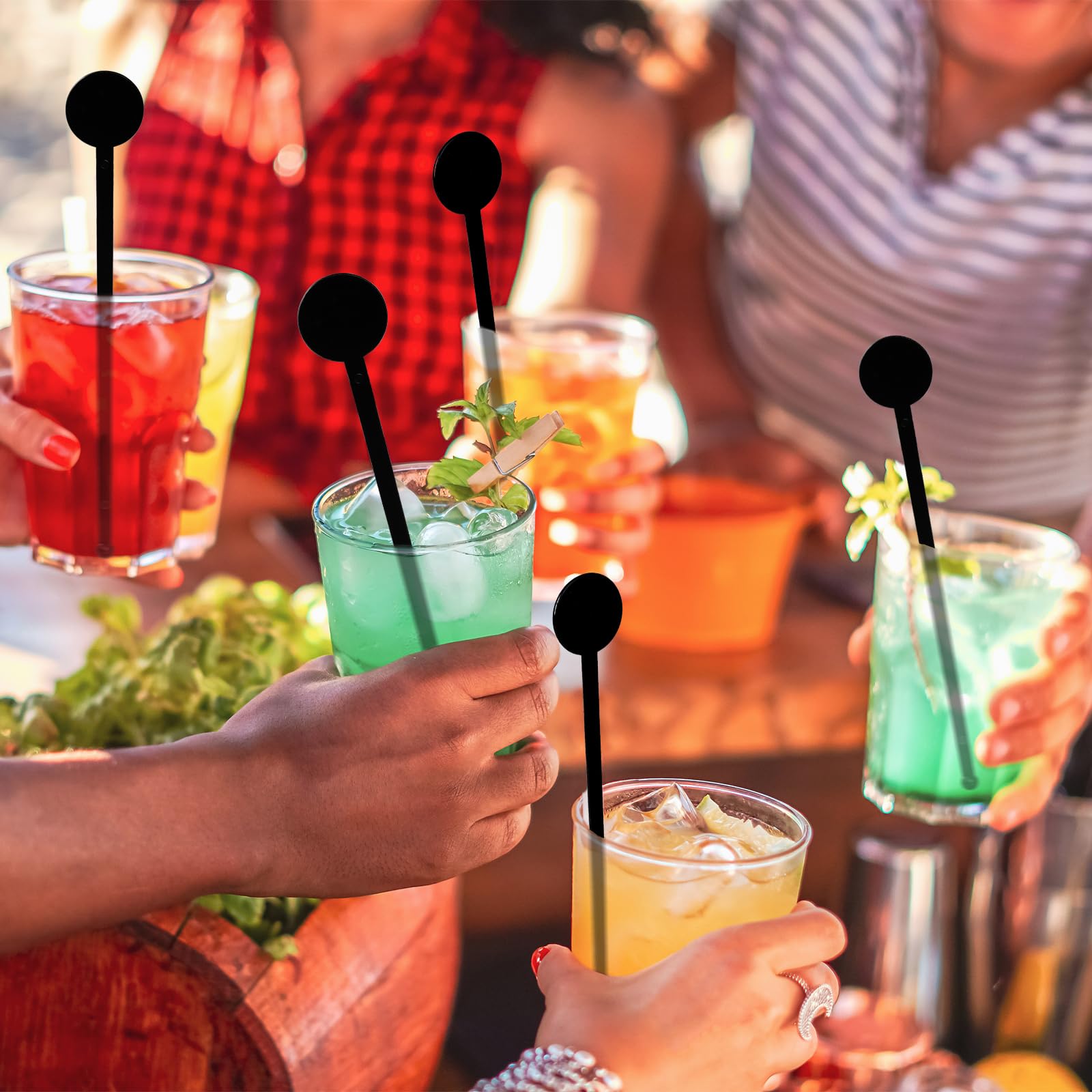 80 Agitateurs à Cocktail En Plastique Réutilisables - Longueur 18 Cm, Noir, Pour Café, Thé, Boissons