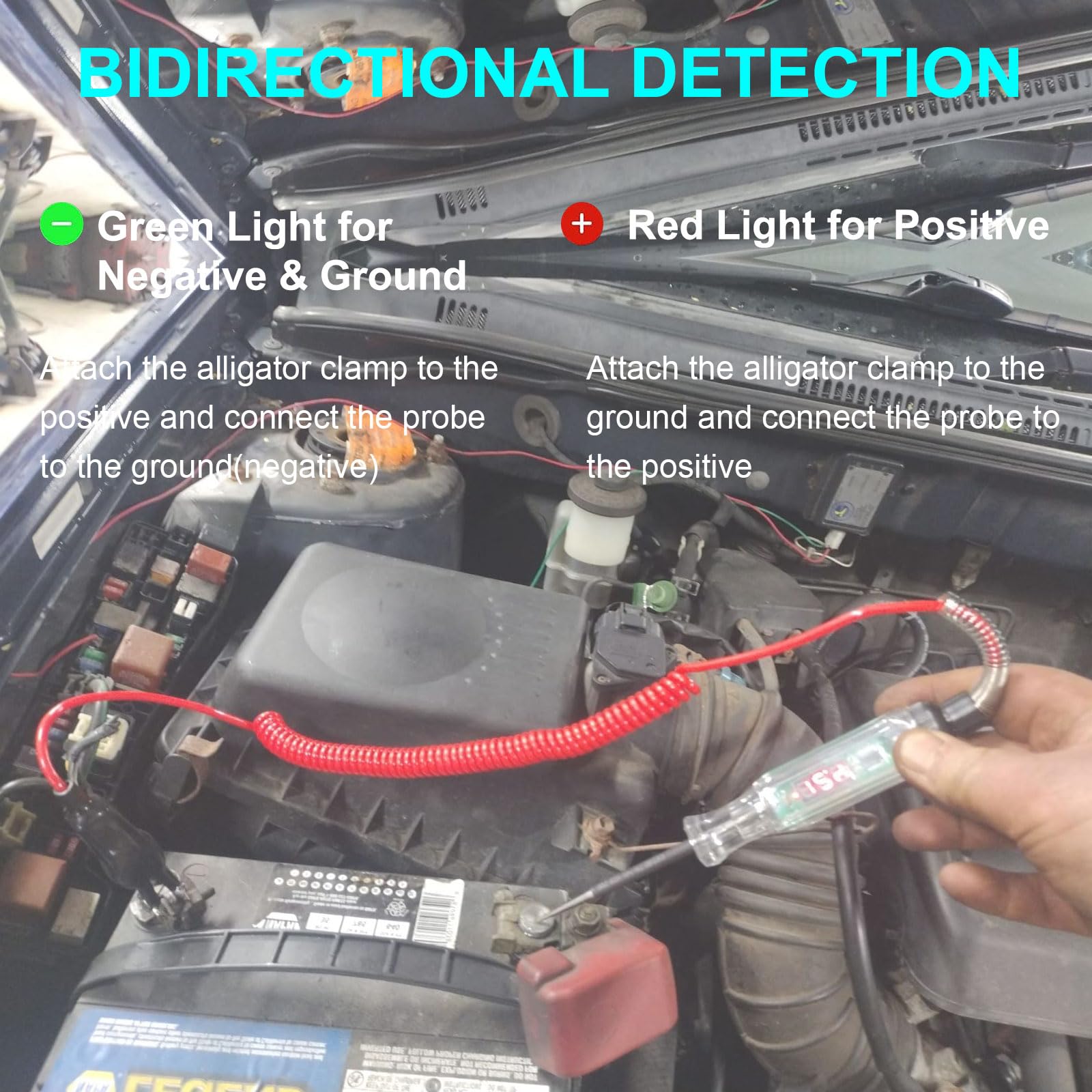 2-Pack Automotive Test Light, LED Digital Circuit Tester, DC 3V-48V Auto Electric Tester Pen Tool with Extended Spring Wire for Checking Vehicle Car Truck Motorcycle Boat Fuses and Battery Voltage