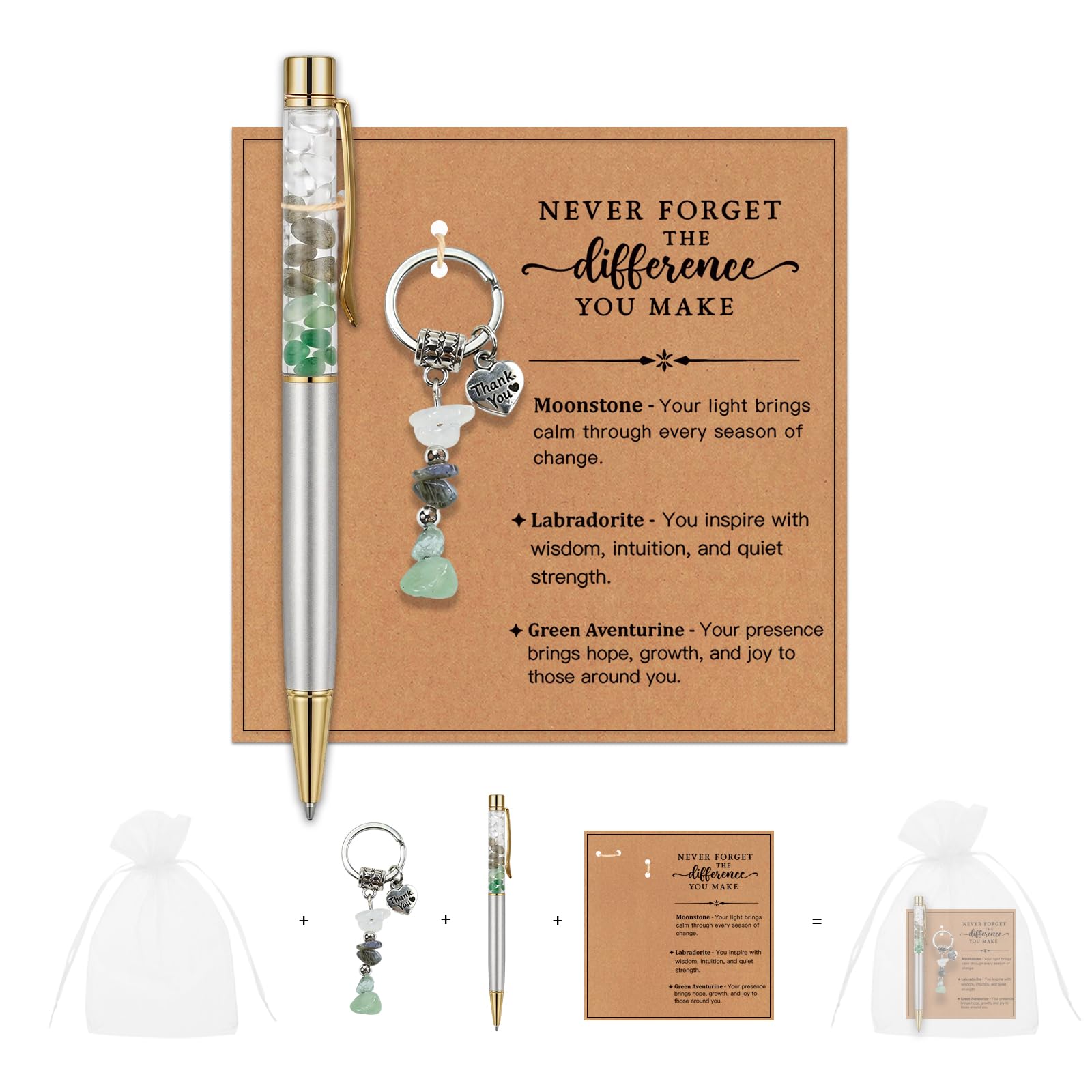 QBEJIME Thank You Gift, Crystal Pens,Crystal Keychain, Thank You Teacher Gifts for Women, Appreciation Gifts, Retirement Leaving Gift's for Colleagues Women, Christmas, Graduation Gift