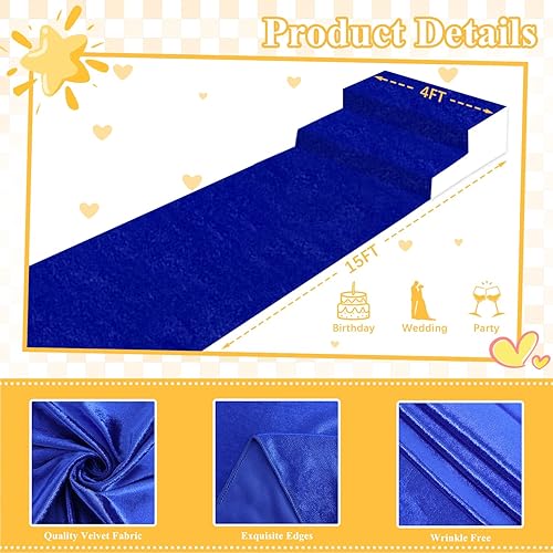 Miniatura 8 de FOTSHARER Camino de pasillo de boda, alfombra roja para fiesta, 4 x 15 pies, alfombra de terciopelo al aire libre, camino de pasillo de boda,