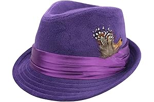 Exquisite Purple Wool Felt Fedora Hat Adorned with Elegant Feather Trim