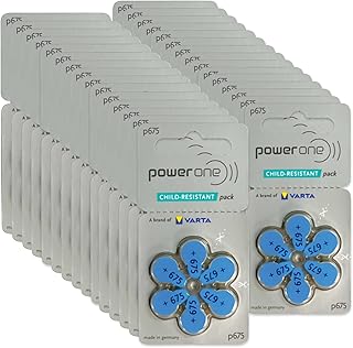 Power One Hearing aid Batteries Size 675 - p675 Battery for Hearing aid, Long-Lasting. Mercury-Free 1.45v zinc-air Hearing aid Batteries. (180 Batteries)