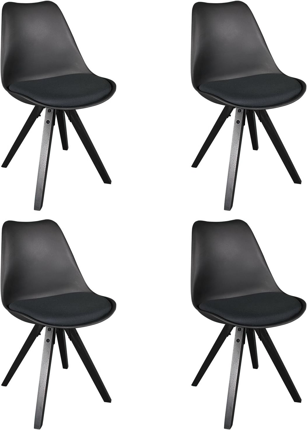 Dining Chairs Set of 4, Modern Kitchen Room Chair with PU Uphstered Seat,Solid Natural Wood Leg (Black)