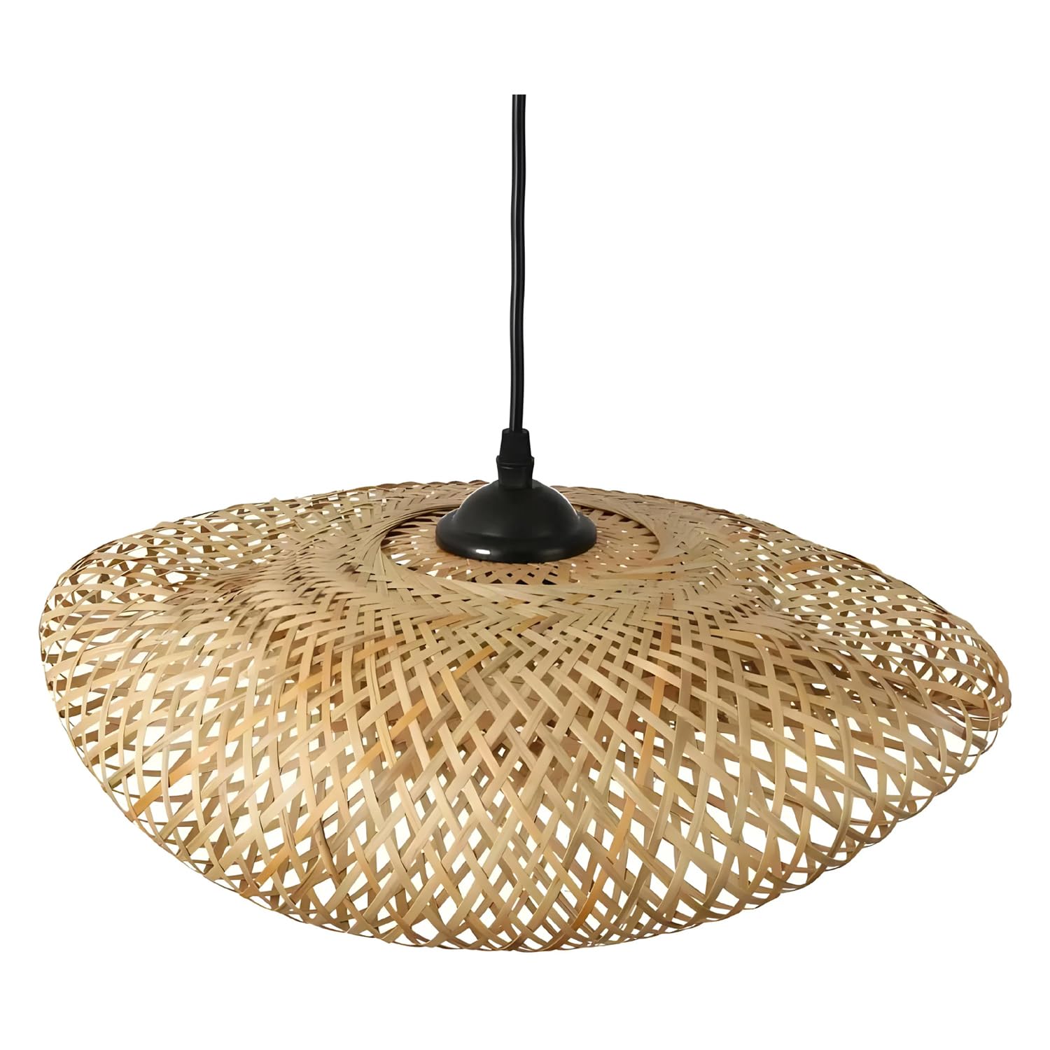 Lámpara De Techo Colgante De Mimbre Vimet Lite B·LED Barcelona - 59x45 Cm, Fabricada A Mano, Ideal Para Salones, Dormitorios O Restaurantes (Color Negro)