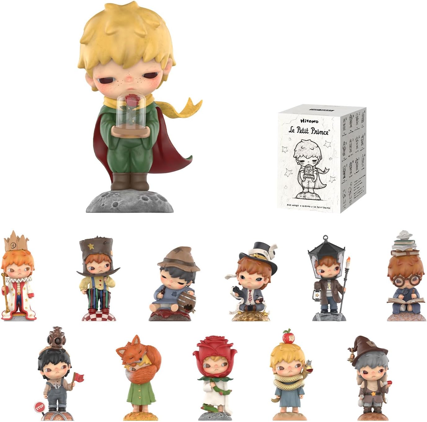 POP MART Hirono× Le Petit Prince Series Figures, Blind Box Figures, Random Design Action Figures Collectible Toys Home Decorations, Holiday Birthday Gifts, Single Box