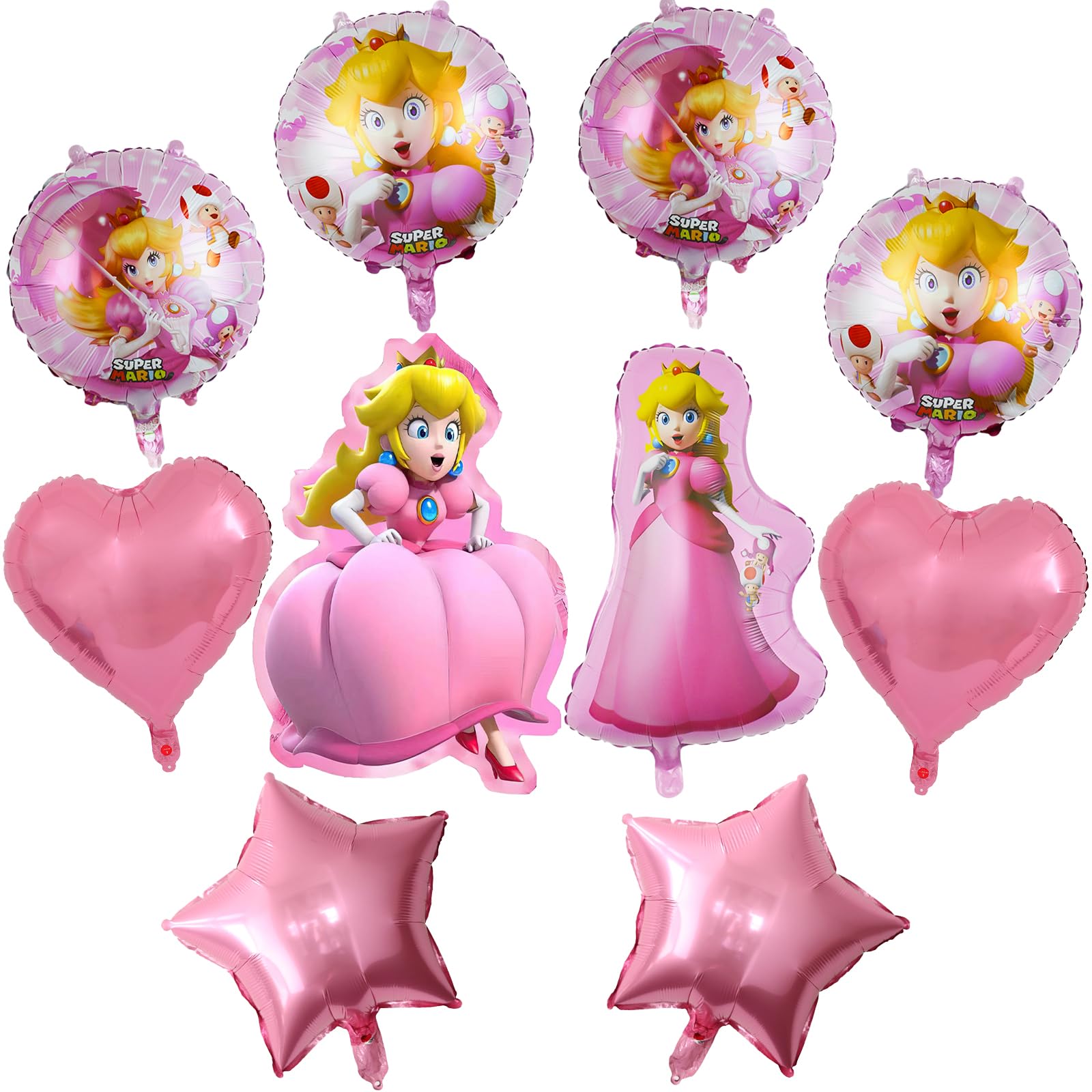 10Pcs Peach Princess Birthday Decorations