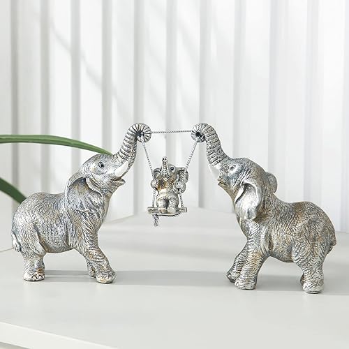 Miniatura 18 de Estatua de elefante para decoración del hogar. Decoración de elefante dorado para sala de estar, oficina, estante, decoración de centro de mesa.