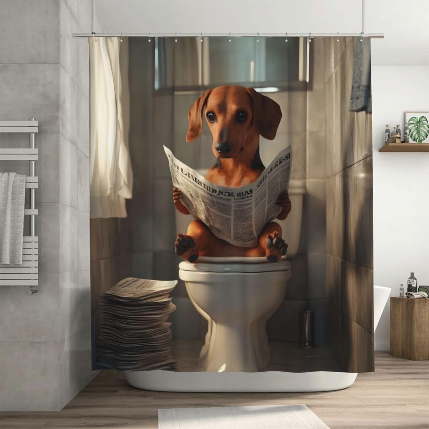 RIAWARME Custom Funny Dog Shower Curtain for Bathroom