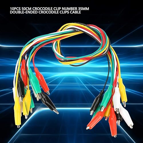 Miniatura 8 de Heayzoki Clips de cocodrilo, 10 cables de alambre de cocodrilo de doble extremo, 19.7 in20 pulgadas, cables de prueba con clips aisladores para
