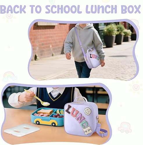 Miniatura 8 de Bolsa de almuerzo reutilizable con aislamiento para niños, adolescentes y adultos con correa ajustable para el hombro, bolsa de almuerzo grande y