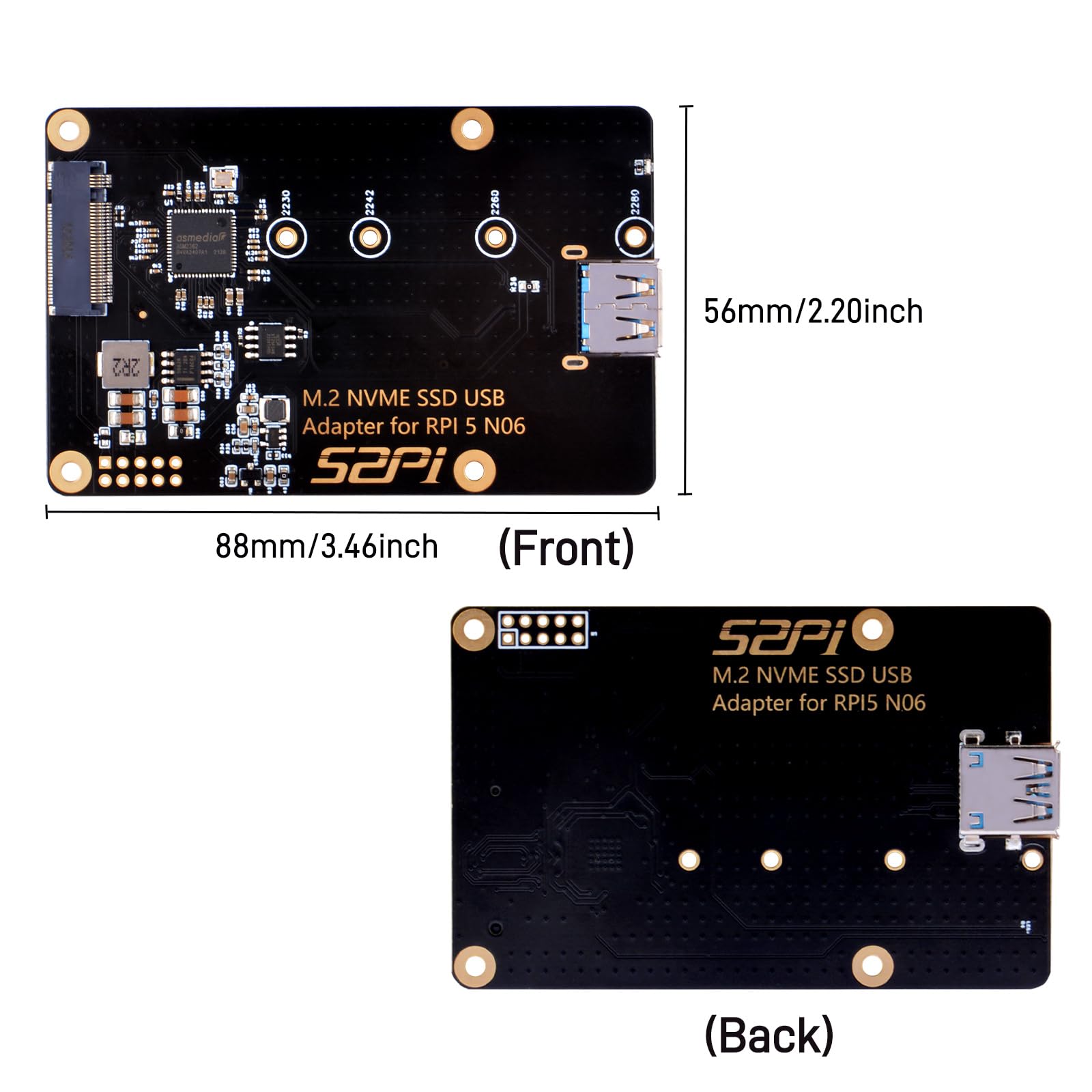GeeekPi N06 M.2 NVME SSD USB Adapter for Raspberry Pi 5, Support M.2 NVMe SSD 2230 2242 2260 2280 — view 2