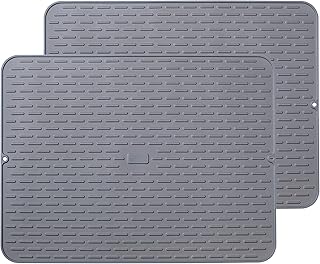 To encounter Silicone Dish Drying Mat - Extral Large 24" x 18" - Set of 2 Flexible Rubber Drying Mat, Heat Resistant Silicone Trivet, Countertop Mat, Dish Draining Mat, Sink Mat