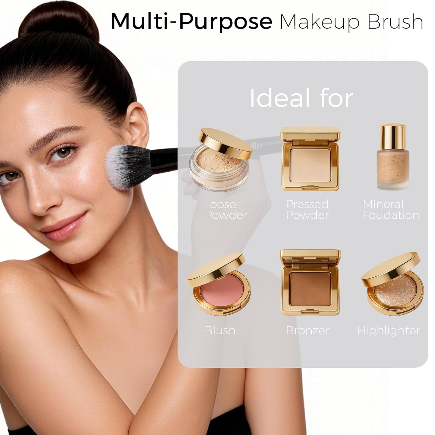 Raffaello Blush Brush, Powder Brush, Ultra-Plush Synthetic Bristles, Bronzer Brush For Contour & Definition,ideal for powder, blush and bronzer in cream, liquid or powder form. Vegan and cruelty-free