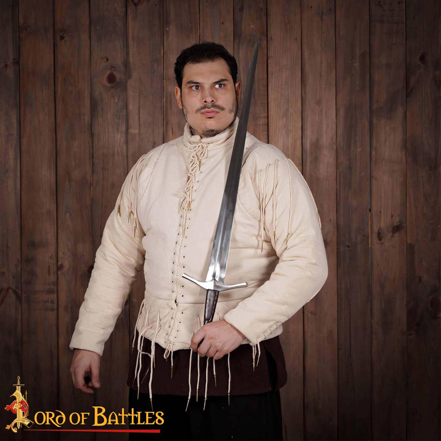 Medieval Arming Doublet Gambeson Jacket, Quilted Cotton Aketon with Sleeves & Laces, 15th Century Style Armor Padding