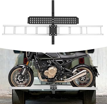 Motorcycle Carrier, 450LBS Aluminum Motorcycle Carrier, Motorcycle Bracket, Heavy Duty Hitch-Mounted Dirt Bike Rack, Motorcycle Trailer Hitch Carrier, Aluminum Hitch Carrier for Dirt Bikes 450LBS