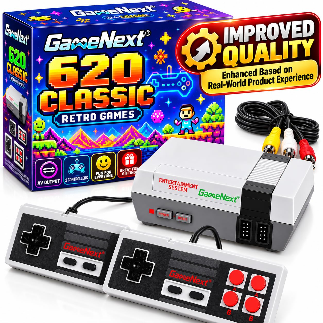 Retro Game Console with 620 Built-in Games, Classic Video Game Console with 2 Wired Contr…