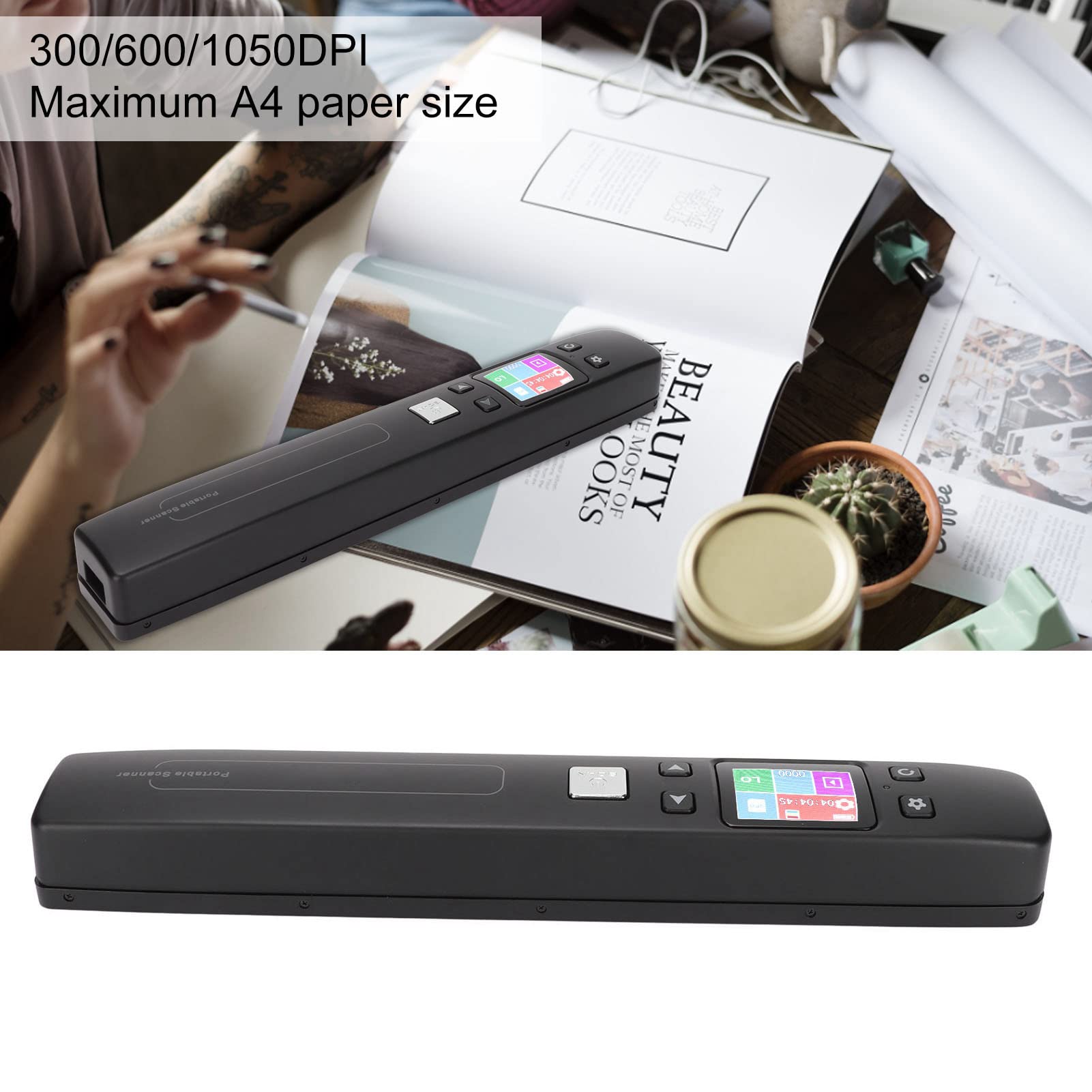 Zunate Scanner Portatile Wi-Fi, Scanner di Testo per Immagini da 1050 DPI con Batteria Ricaricabile, Supporto per L'archiviazione di Schede TF per la Scansione di Documenti, Foto, Riviste(Nero)