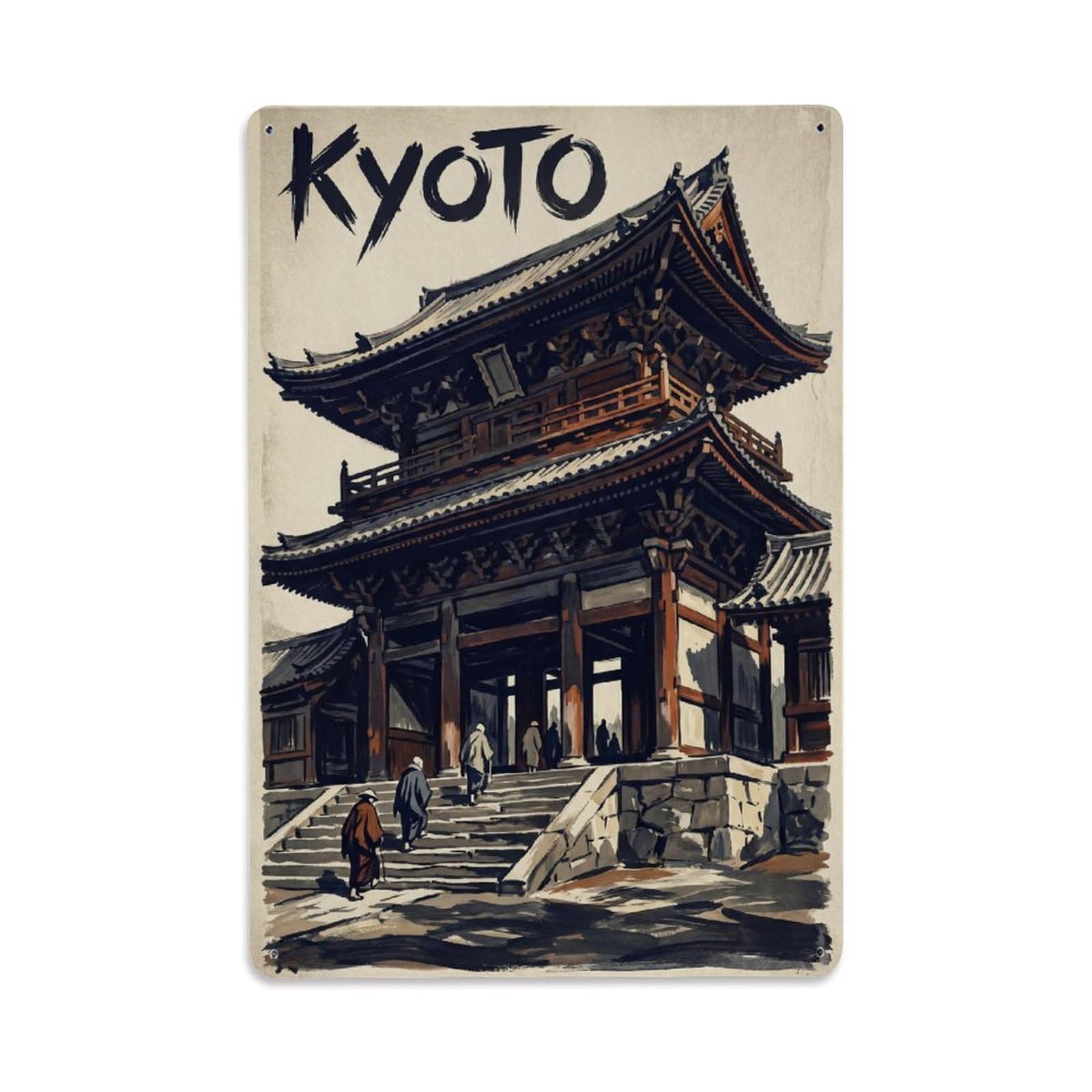 Gead 8X12inch Style Vintage Travel Kyoto Japan Chionin Metal Tin Sign
