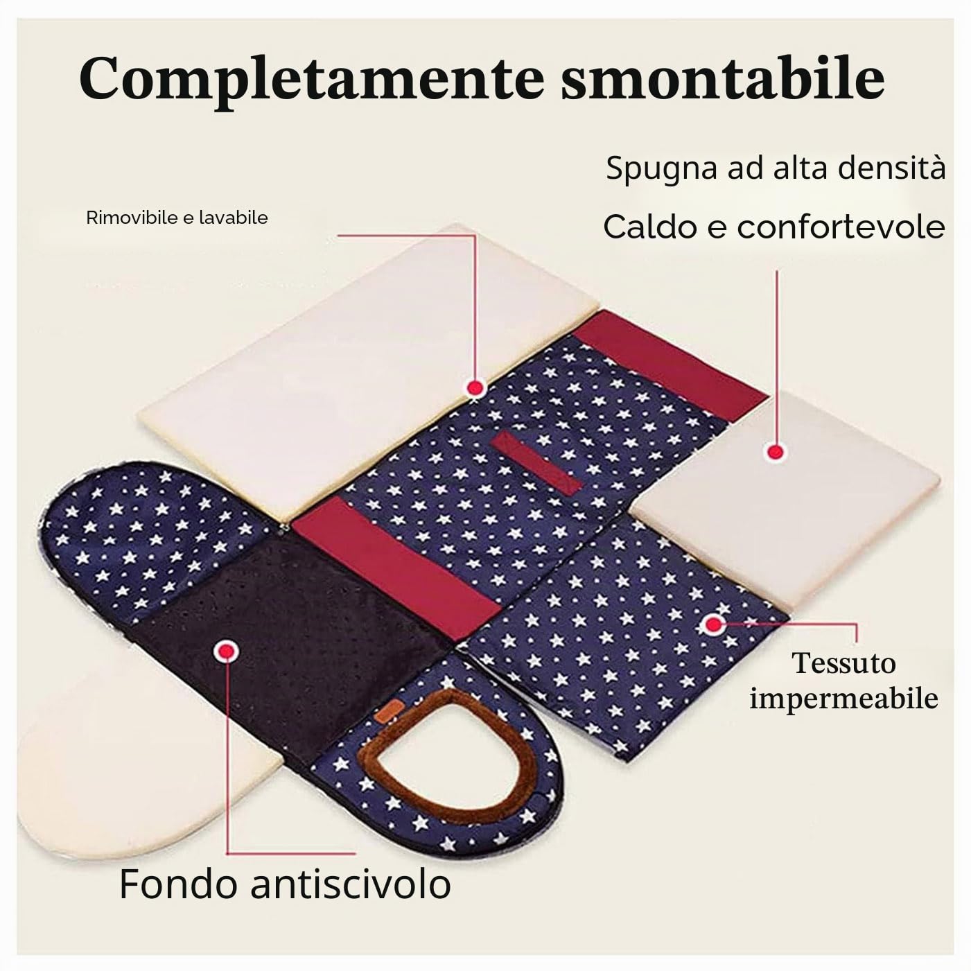 Cuccia grande di lusso per cani, calda cuccia per cani, XL XXL, per interni, casetta per cani, grande cuccia per cani, caverna per gatti, igloo, per interni ed esterni (3XL, 105)