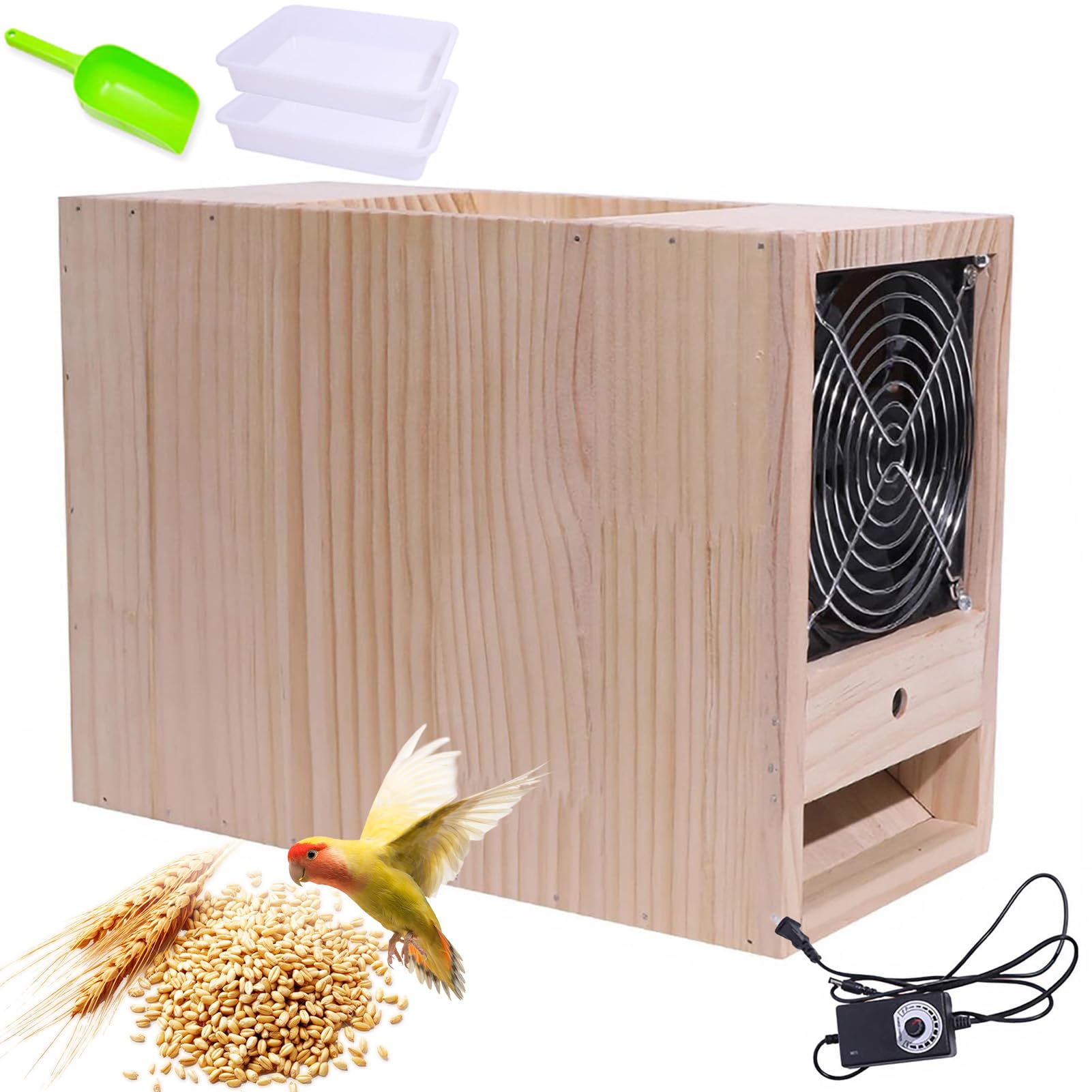 Máquina limpiadora de semillas de pájaros, divisor de concha soplada, limpiador de granos con doble cajón, ventilador de velocidad ajustable