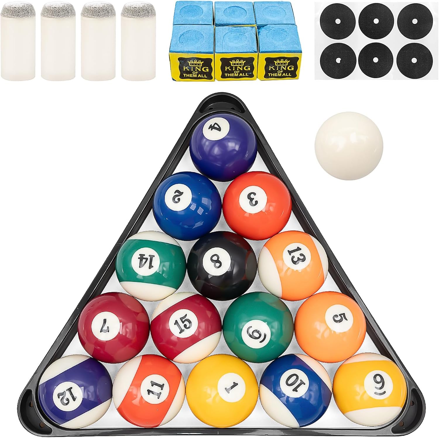 MALLOOM Set de Boules de Billard 16 Boules en Résine 58 mm, Kit Complet d'Accessoires pour Table de Billard