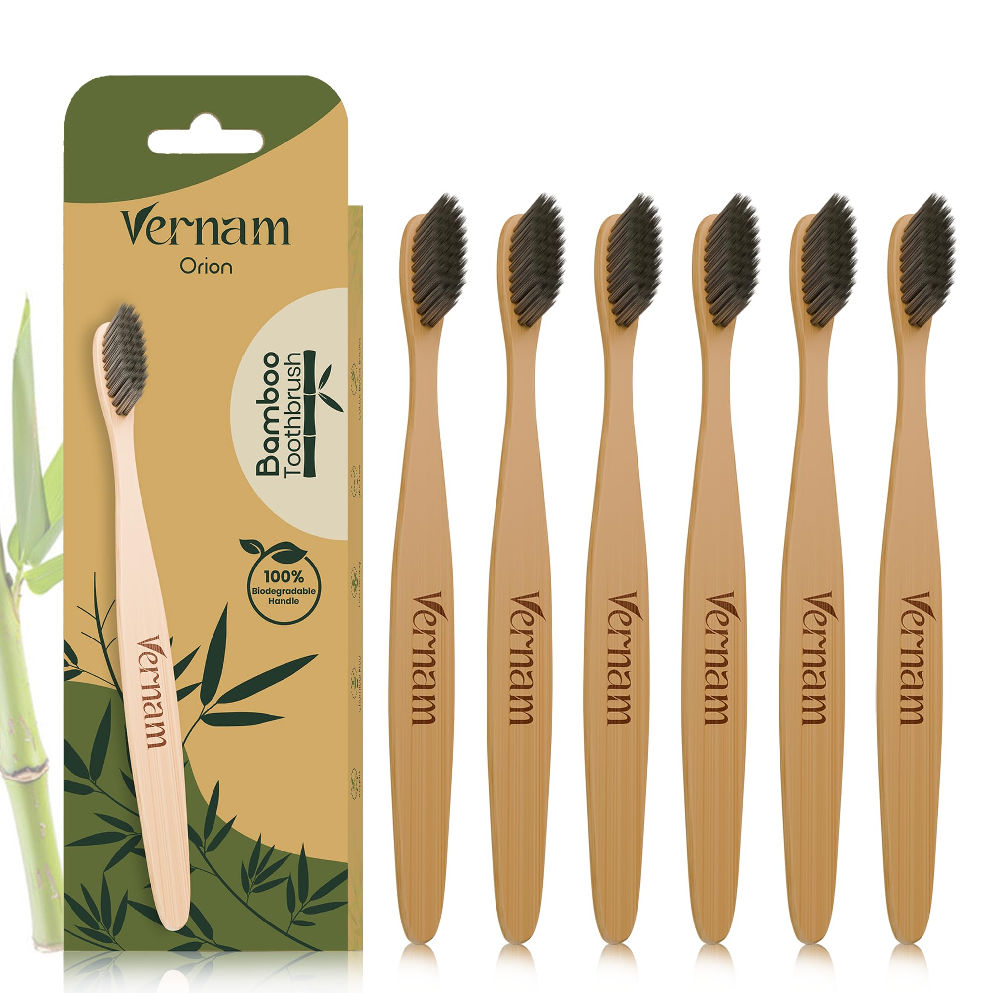Vernam Orion Bamboo Toothbrush | Biodegradable | Soft Bristles| Plastic-Free Soft Toothbrush | Manual Toothbrush for Adults - Sustainable and Gentle Oral Care | Pack of 2 | 6 Brushes-picture-24