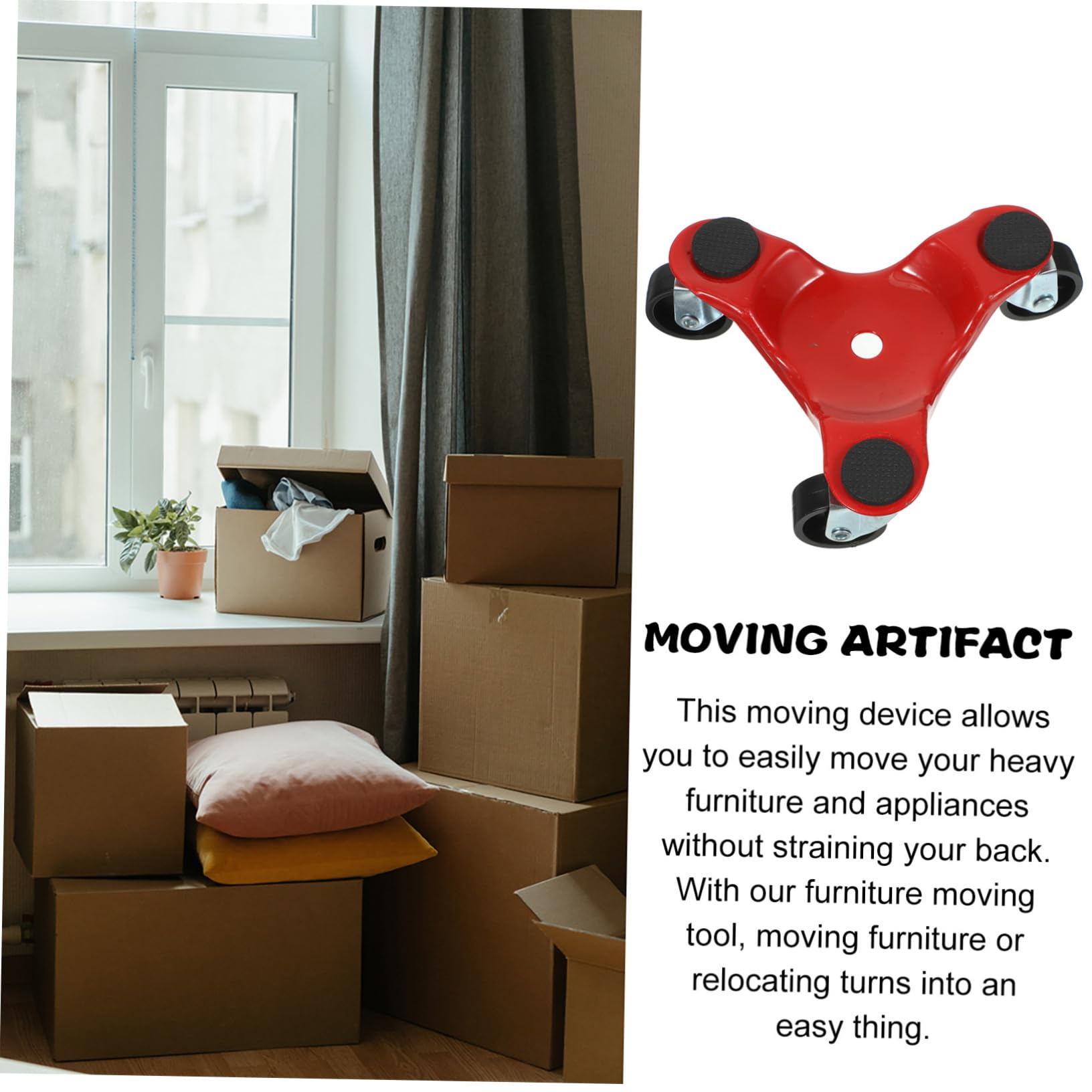 Veemoon Chariot Patins et Meubles pour Antidérapants Déplacer Lourds de Déménagement Métallique Rouge 3 roulettes Pivotantes Jusqu'à 300 Kg Couleur Aléatoire à Domicile