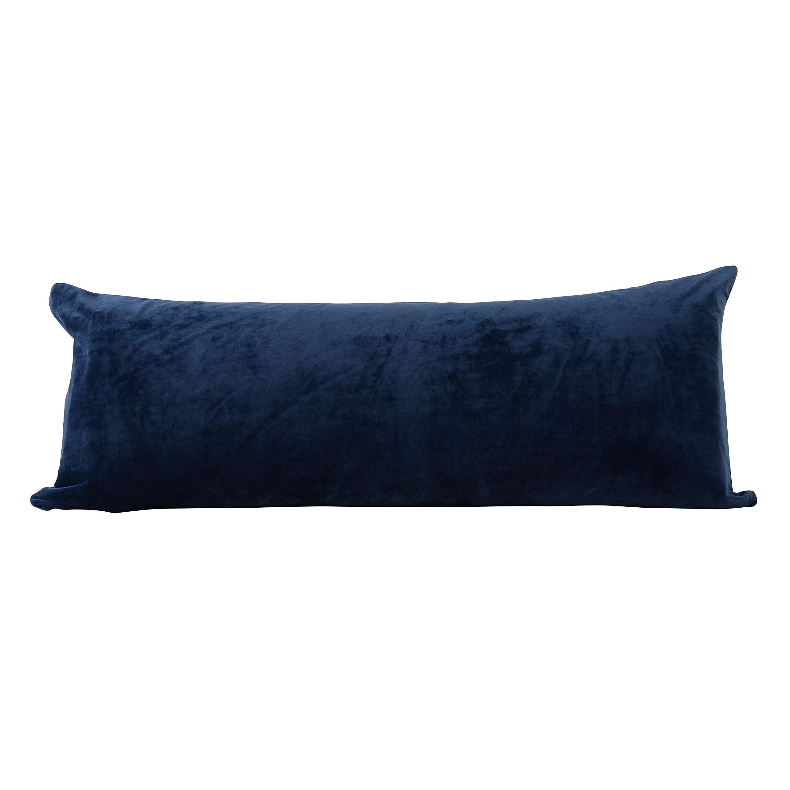 EVOLIVE Soft Micromink, Faux Fur, Faux Suede, Faux Velvet Body Pillow Cover 21"x54" Replacement with Zipper Closure (21"x54" Body Pillow Cover, Navy)
