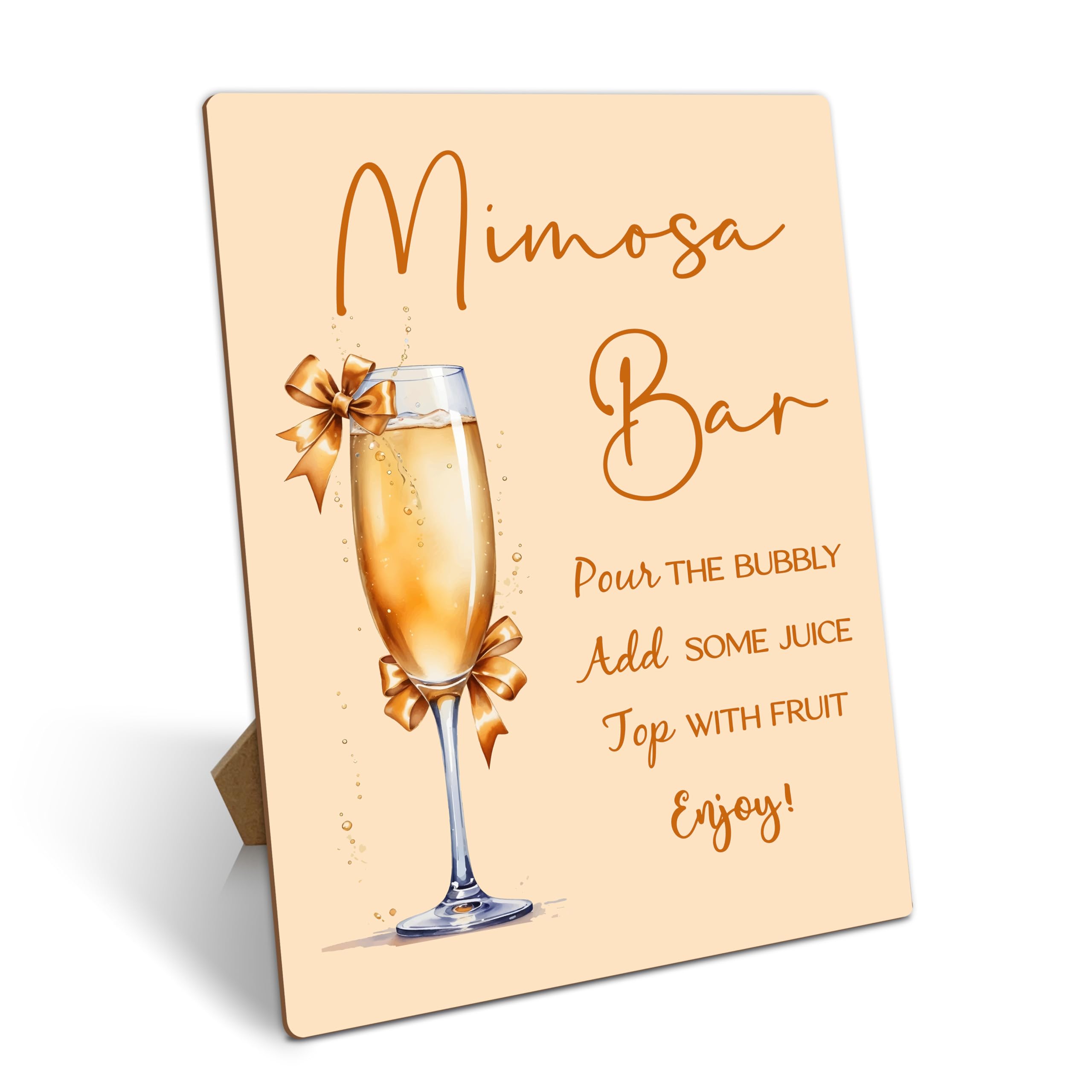 Mimosa Bar Sign With Stand, Champagne Mimosa Bar Supplies Decorations, Brunch Dessert Table Decor Sign, Bubbly Bar Sign For Wedding Engagement