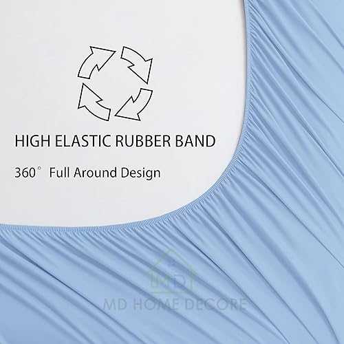 Miniatura 7 de Sábanas de bolsillo extra profundo California King (4 piezas), sábanas de algodón 100% algodón egipcio de 400 hilos, sábana bajera ajustable de 22