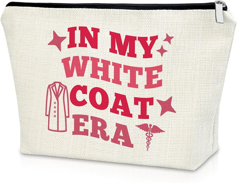 Necessaire de maquiagem Sazuwu com estampa WHITE COAT e zíper