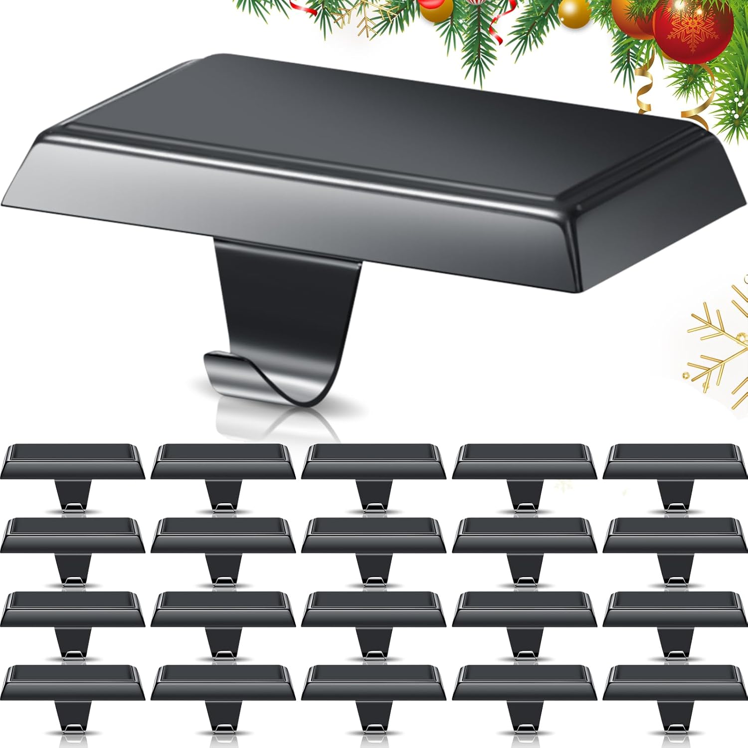 Zhengmy 20 Pcs Christmas Stocking Holders for Mantle Weighted Stocking Holder Fireplace Hangers for Xmas Holiday Party Decoration