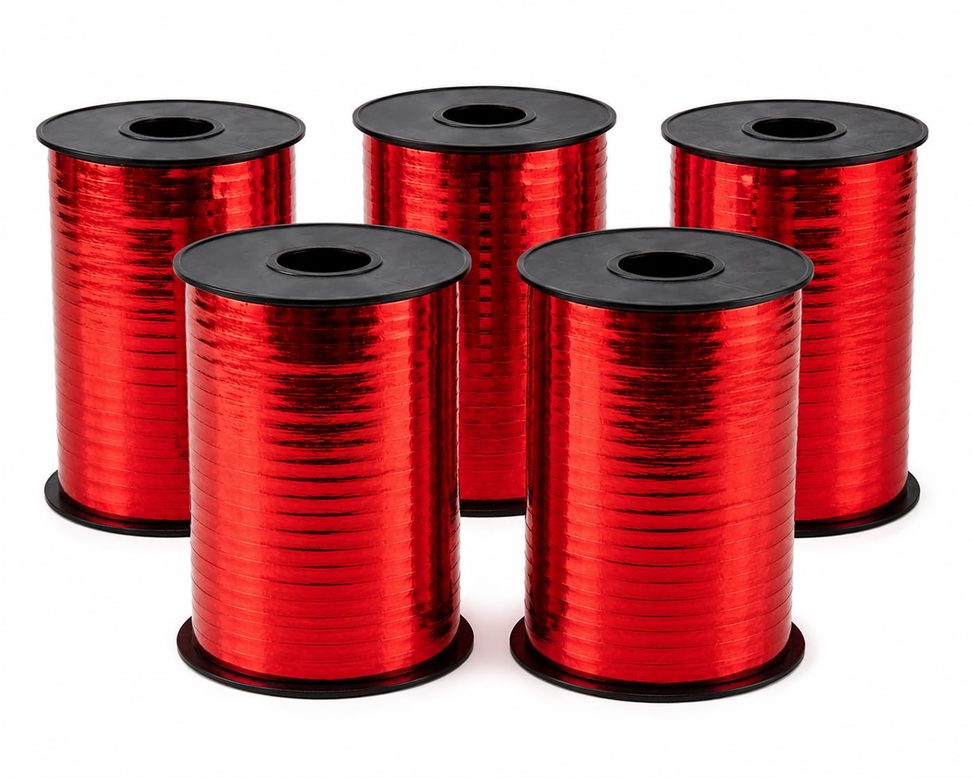 Metallic Red Curling Ribbon 500m (546 Yards) - 5 Reels - 5mm Balloon Ribbon for Gift Wrapping, Balloon Decorating, Present Bows, Party Decorations, Floristry & Crafts