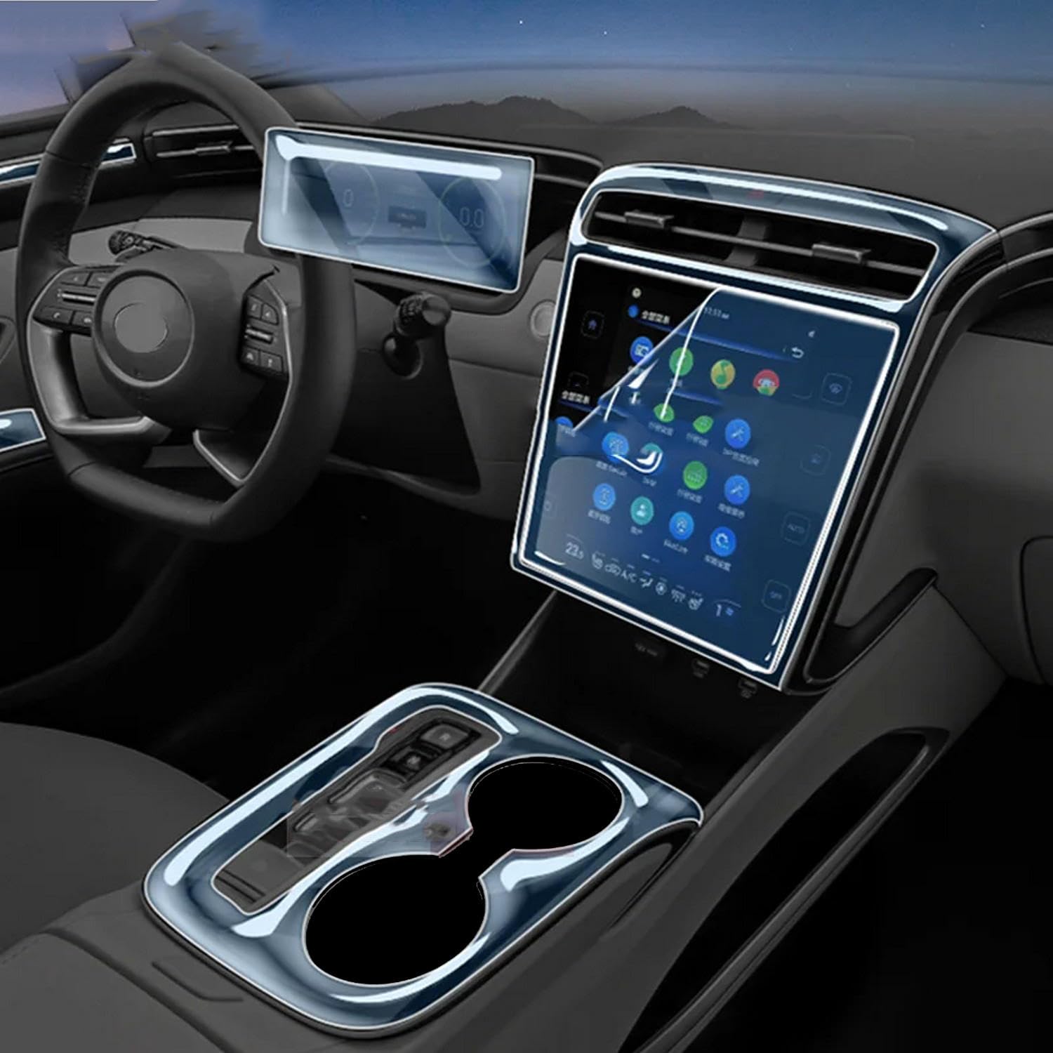 Film protection TPU Hyundai Tucson NX4 contre l'usure de console centrale intérieure
