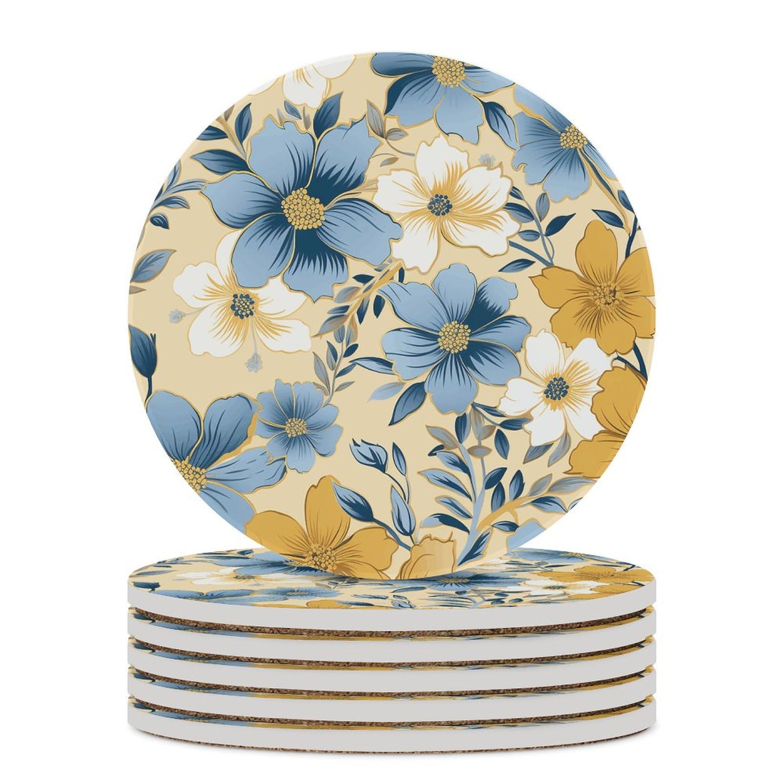 Dessous de verre imprimé floral lot de 6 céramique idée cadeau