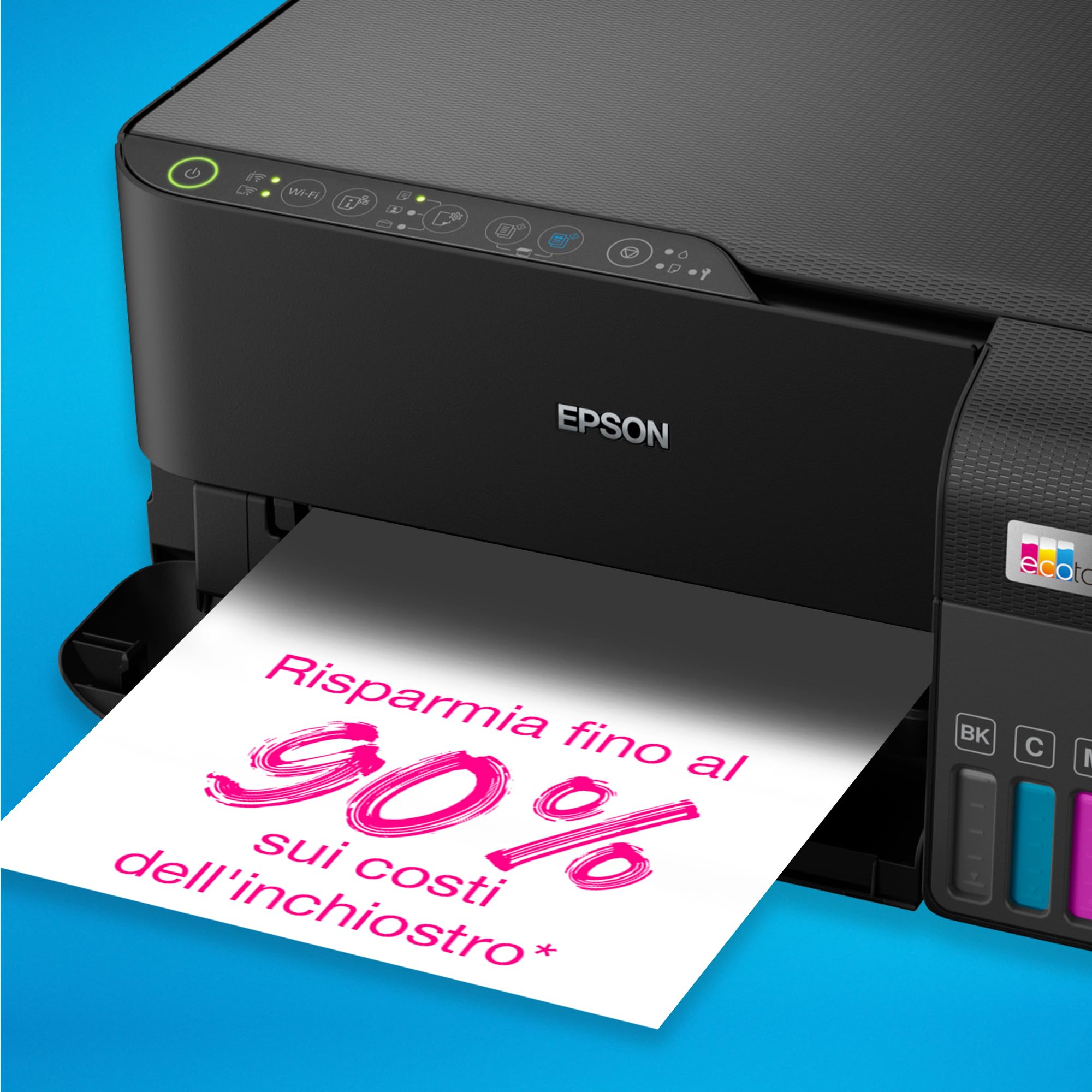 Epson EcoTank ET-2830 stampante Multifunzione A4 (stampa, copia, scansione) USB, Wi-Fi, Wi-Fi Direct, Serbatoi flaconi alta capacità, Smart Panel, Tecnologia PrecisionCore, 15 pag/min, AirPrint
