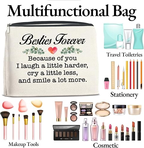 Miniatura 4 de Bolsa de maquillaje para regalar a los mejores amigos, regalos de amistad para mujeres amigas, regalos de cumpleaños, Navidad, graduación, bolsa de